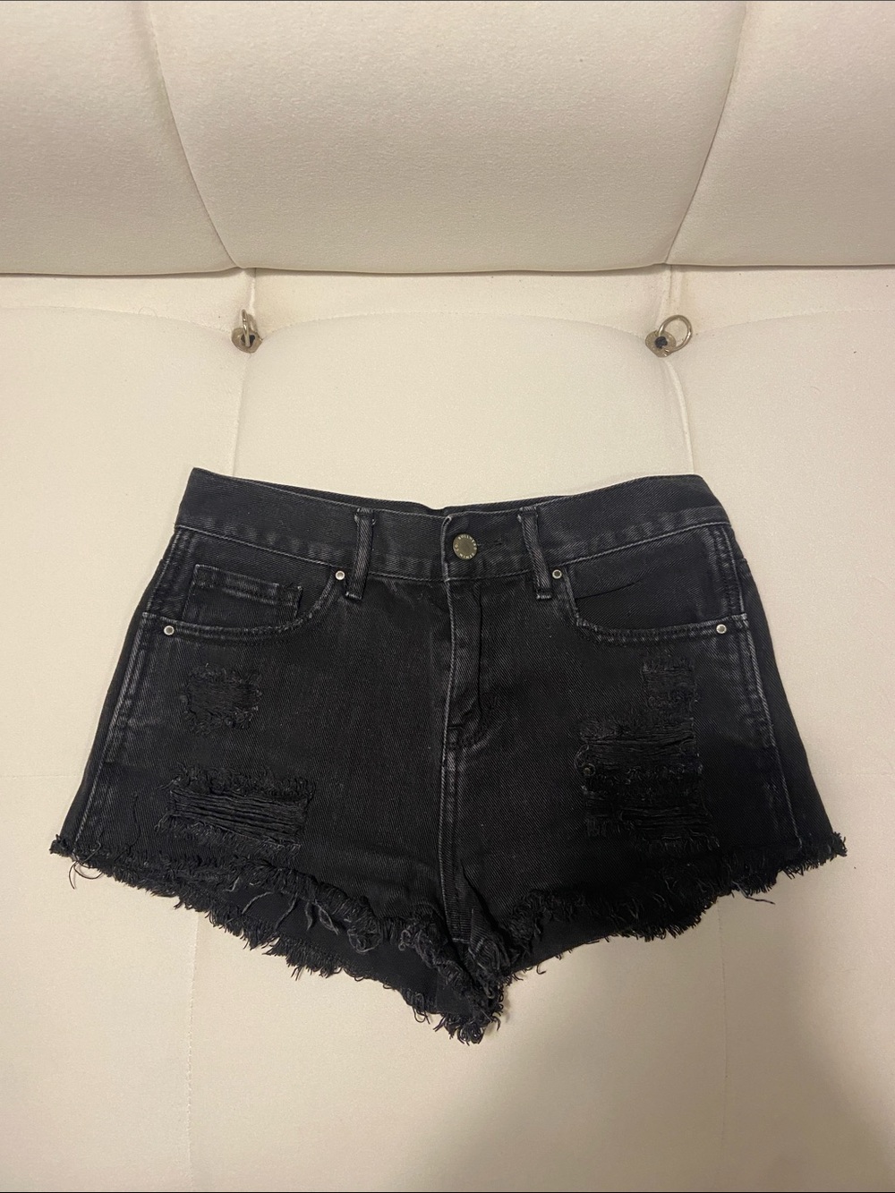PacSun Black Distressed High-Rise Denim Shorts